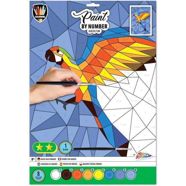 Set pictura pe numere 42x29.7 cm, 8 culori Grafix GR150063 BBJGR150063_Papagal