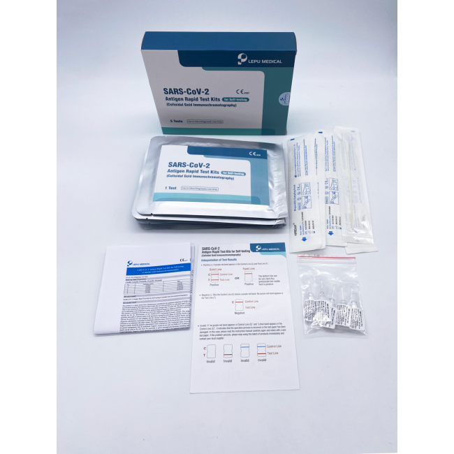 Test rapid antigen - kit pentru autotestare sars-cov-2 (imunocromatografie prin captură de aur coloidal) - set 5 buc