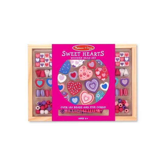 Melissa and doug - set margele din lemn inimioare deco - okemd4175