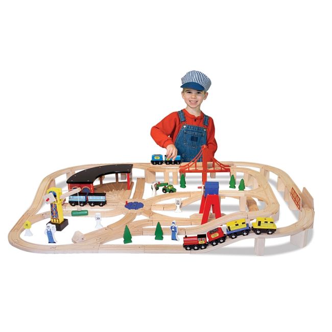 Set trenulet din lemn cu depou melissa and doug - okemd0701