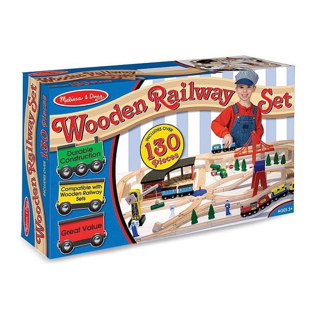 Set trenulet din lemn cu depou melissa and doug - okemd0701