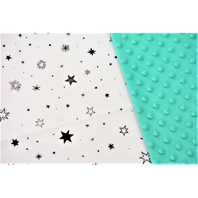 Lenjerie 3 piese patut 120x60 cm, model stelute si plus minky turquoise PFCC1306