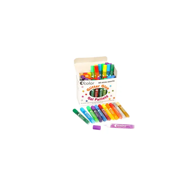 Set 50 flacoane lipici glitter in 12 culori asortate - okelfc0967