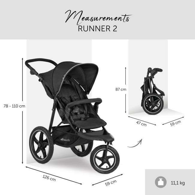 Cărucior Hauck  Runner 2 Black cu UPF 50+ MGZ274200