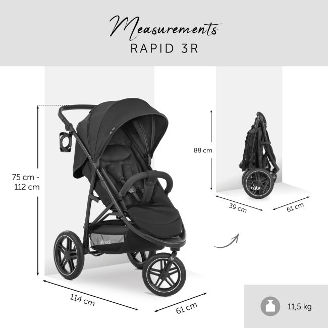 Cărucior Hauck Rapid 3R Black UPF 50+ MGZ148549