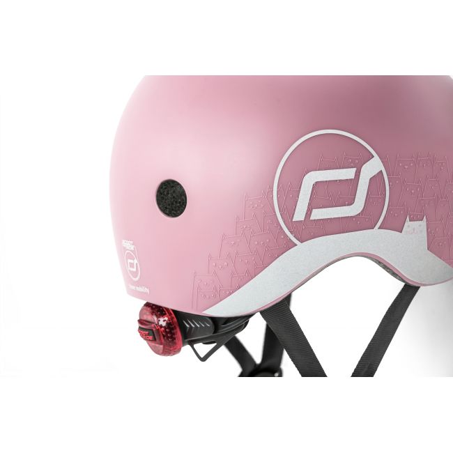 Casca De Protectie Pentru Copii, Sistem De Reglare Magnetic Cu Led, Cu Banda Reflectorizanta, Xxs-s, 45-51 Cm, 1 An+, Rose, Scoot  Ride Pjb96496