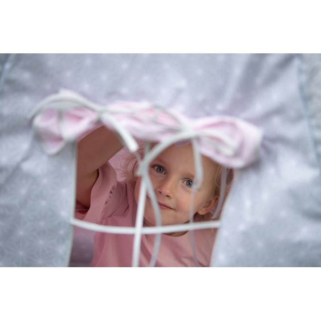 Cort De Joaca Stars Reversibil, Cu Saltea Impermeabila Inclusa, Indian Teepee Din Bumbac, Roz Gri Pjb63046