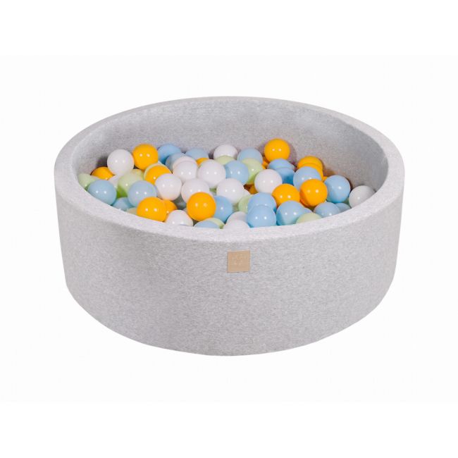 Piscina Uscata Cu 200 De Bile (alb, Galben, Verde, Babyblue) Meowbaby  , 90x30 Cm, Gri Deschis Pjbmeo141