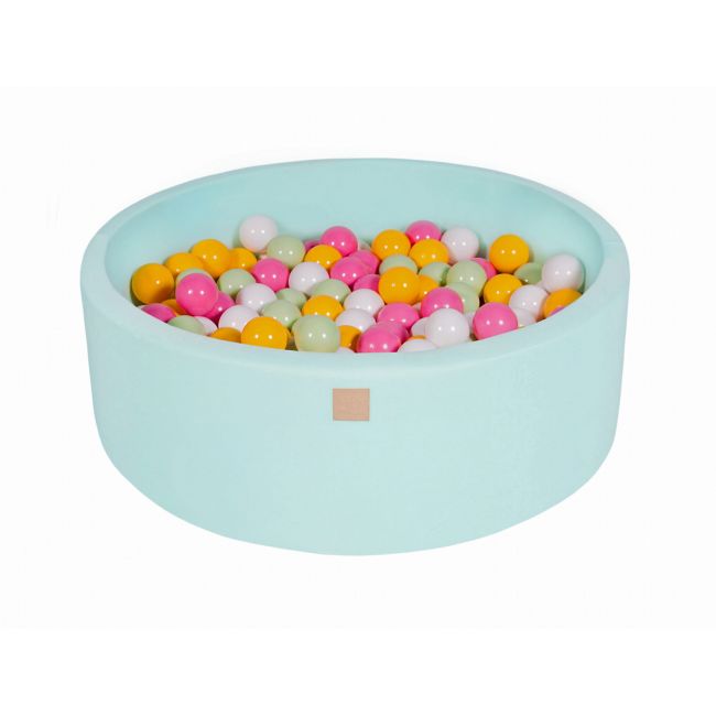 Piscina Uscata Cu 200 De Bile (alb, Verde, Roz, Galben) Meowbaby  , 90x30 Cm, Mint Pjbmeo143