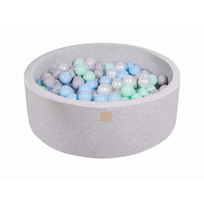 Piscina Uscata Cu 200 De Bile (alb Perlat, Gri, Transparent, Mint, Babyblue) Meowbaby  , 90x30 Cm, Gri Deschis Pjbmeo028