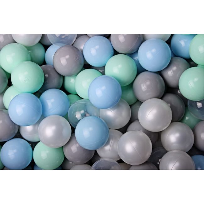 Piscina Uscata Cu 200 De Bile (alb Perlat, Gri, Transparent, Mint, Babyblue) Meowbaby  , 90x30 Cm, Gri Deschis Pjbmeo028
