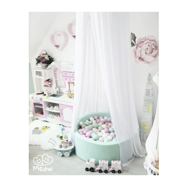 Piscina Uscata Cu 250 De Bile (alb, Mint, Bej, Roz Pastel, Transparent) Meowbaby  , Cupcake, 90x30 Cm, Mint Pjbb001006