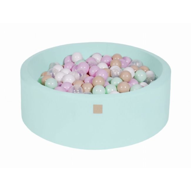 Piscina Uscata Cu 250 De Bile (alb, Mint, Bej, Roz Pastel, Transparent) Meowbaby  , Cupcake, 90x30 Cm, Mint Pjbb001006