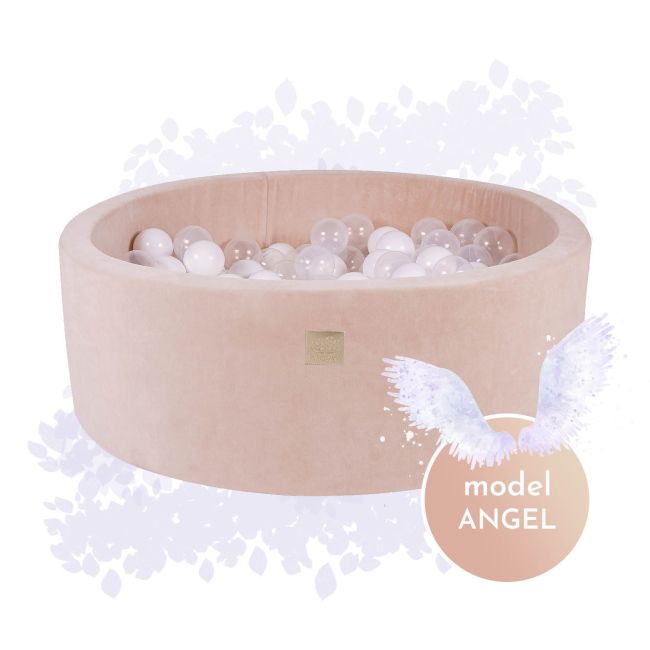 Piscina Uscata Cu 250 De Bile (alb, Transparent, Alb Perlat) Meowbaby  , Angel, 90x30 Cm, Catifea Ecru Pjbb001029