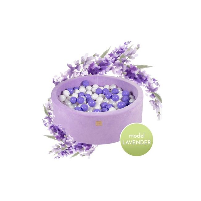 Piscina Uscata Cu 250 De Bile (alb Perlat, Alb, Lila) Meowbaby  , Lavanda, 90x30 Cm, Catifea Lila Pjbb001026