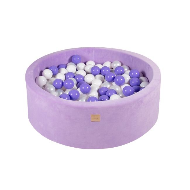 Piscina Uscata Cu 250 De Bile (alb Perlat, Alb, Lila) Meowbaby  , Lavanda, 90x30 Cm, Catifea Lila Pjbb001026