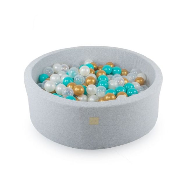 Piscina Uscata Cu 250 De Bile (alb Perlat, Transparent, Auriu, Turcoaz) Meowbaby  , Dreams, 90x30 Cm, Gri Deschis Pjbb001010