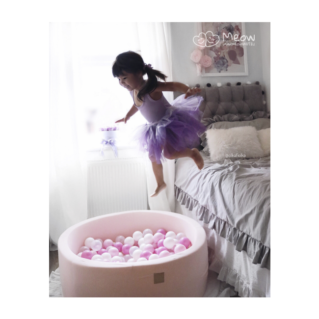 Piscina Uscata Cu 250 De Bile (alb Perlat, Transparent, Roz Pastel) Meowbaby  , Amour, 90x30 Cm, Roz Deschis Pjbb001020