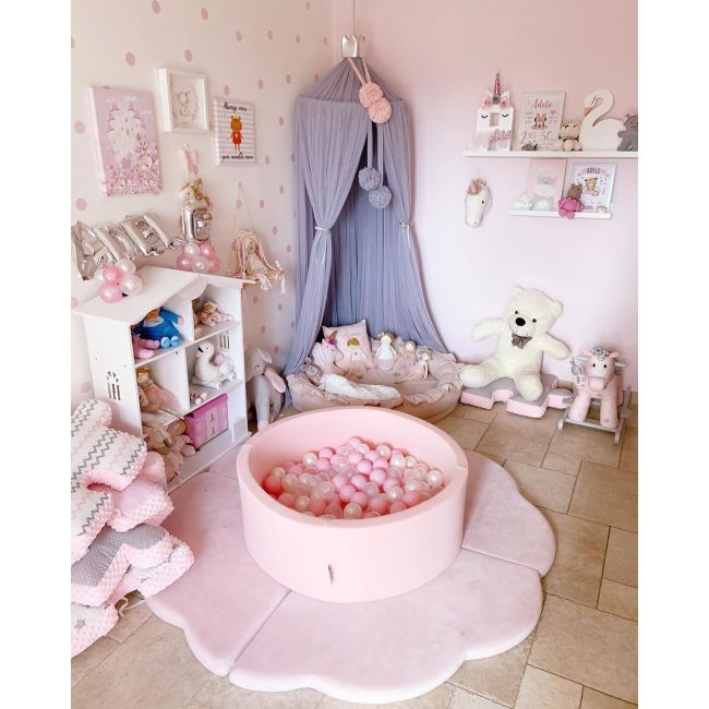 Piscina Uscata Cu 250 De Bile (alb Perlat, Transparent, Roz Pastel) Meowbaby  , Amour, 90x30 Cm, Roz Deschis Pjbb001020