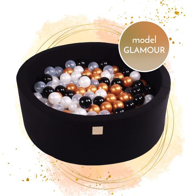 Piscina Uscata Cu 250 De Bile (negru, Alb Perlat, Auriu, Transparent) Meowbaby  , Glamour, 90x30 Cm, Negru Pjbb001008