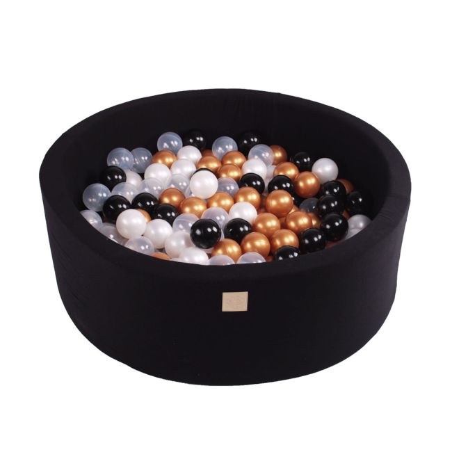 Piscina Uscata Cu 250 De Bile (negru, Alb Perlat, Auriu, Transparent) Meowbaby  , Glamour, 90x30 Cm, Negru Pjbb001008