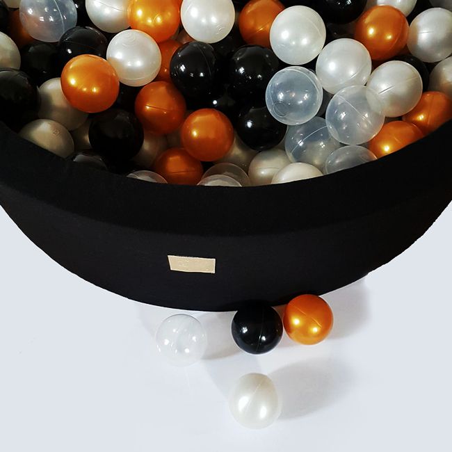 Piscina Uscata Cu 250 De Bile (negru, Alb Perlat, Auriu, Transparent) Meowbaby  , Glamour, 90x30 Cm, Negru Pjbb001008