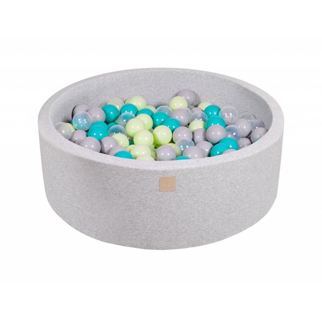 Piscina Uscata Cu 250 De Bile (turcoaz, Transparent, Verde, Gri) Meowbaby  , Jungle, 90x30 Cm, Gri Deschis Pjbb001017