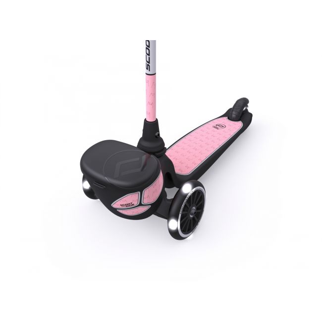 Trotineta Copii Pliabila Cu Roti Luminoase, Suport Jucarie, Highwaykick 2 Lifestyle Rose Reflectorizant, 2 Ani +, Pana La 50 Kg, Scoot  Ride Pjb96528