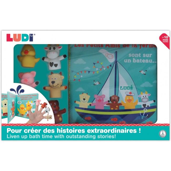 LUDI Set de baie carte si marionete pentru degete DNBLUD40017