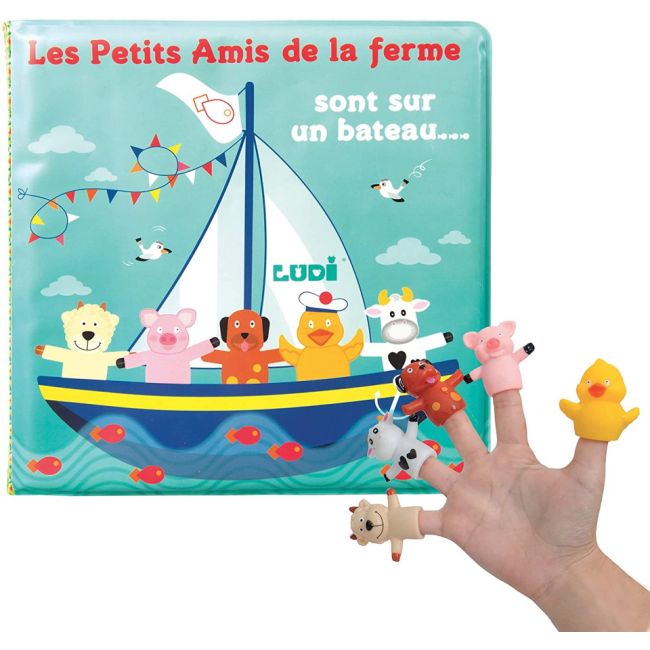 LUDI Set de baie carte si marionete pentru degete DNBLUD40017