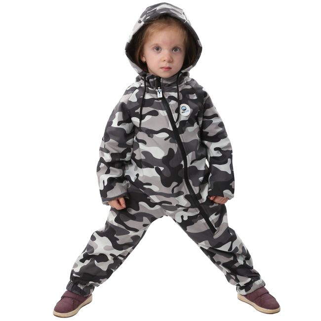 Salopeta impermeabila pentru copii Kidscare, cu protectie la vant si apa cu imprimeu Camuflaj - marime 104 SUPKCSI502_Camuflaj-104