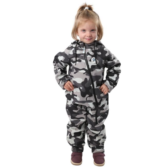 Salopeta impermeabila pentru copii Kidscare, cu protectie la vant si apa cu imprimeu Camuflaj - marime 86 SUPKCSI502_Camuflaj-86