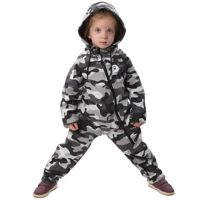 Salopeta impermeabila pentru copii Kidscare, cu protectie la vant si apa cu imprimeu Camuflaj - marime 98 SUPKCSI502_Camuflaj-98