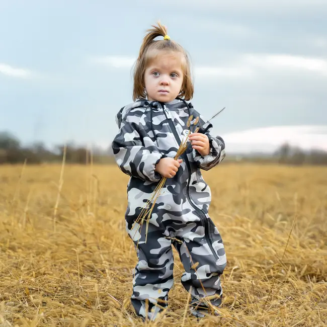 Salopeta impermeabila pentru copii Kidscare, cu protectie la vant si apa cu imprimeu Camuflaj - marime 98 SUPKCSI502_Camuflaj-98