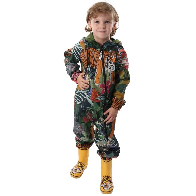 Salopeta impermeabila pentru copii Kidscare, cu protectie la vant si apa cu imprimeu Jungla - marime 122 SUPKCSI509_Jungla-122