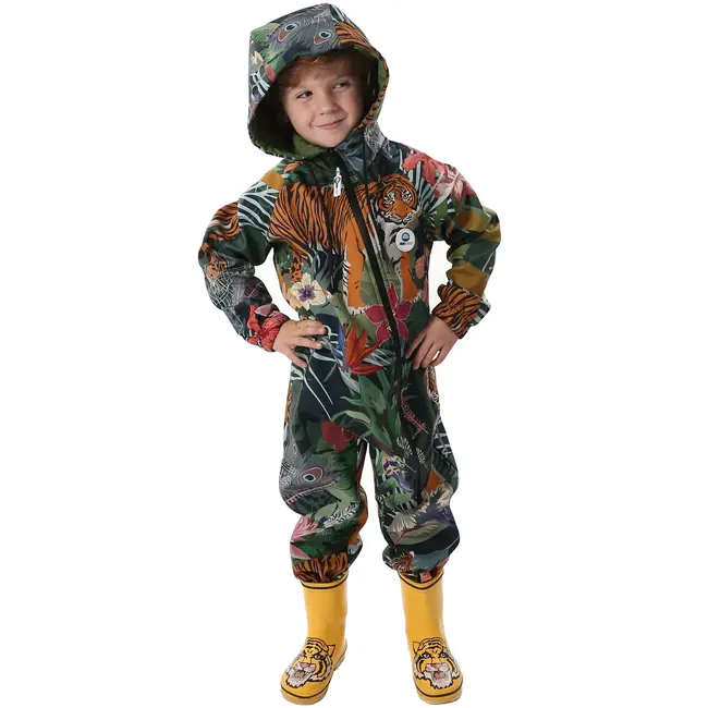 Salopeta impermeabila pentru copii Kidscare, cu protectie la vant si apa cu imprimeu Jungla - marime 92 SUPKCSI509_Jungla-92