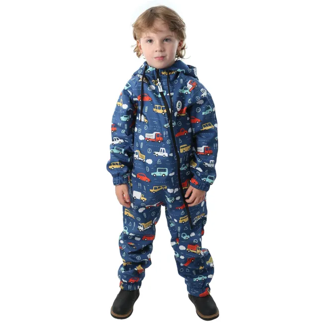 Salopeta impermeabila pentru copii Kidscare, cu protectie la vant si apa cu imprimeu Masini - marime 116 SUPKCSI508_Masini-116