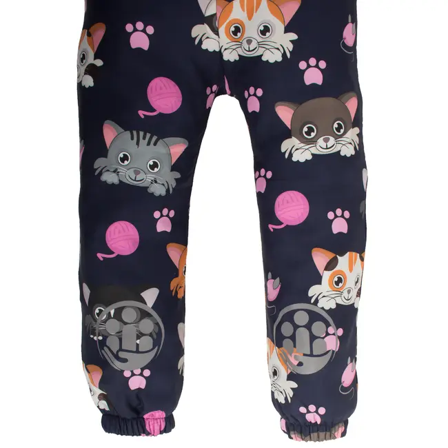 Salopeta impermeabila pentru copii Kidscare, cu protectie la vant si apa cu imprimeu Pisicute - marime 104 SUPKCSI503_Pisicute-104