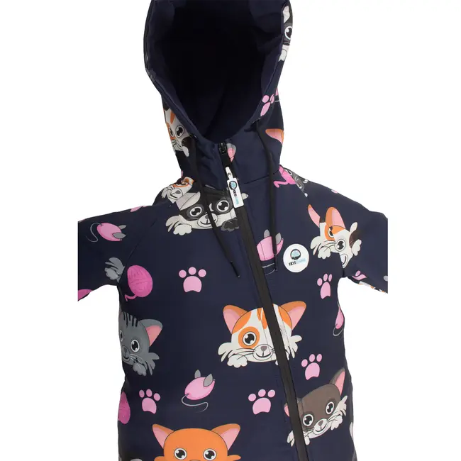 Salopeta impermeabila pentru copii Kidscare, cu protectie la vant si apa cu imprimeu Pisicute - marime 104 SUPKCSI503_Pisicute-104