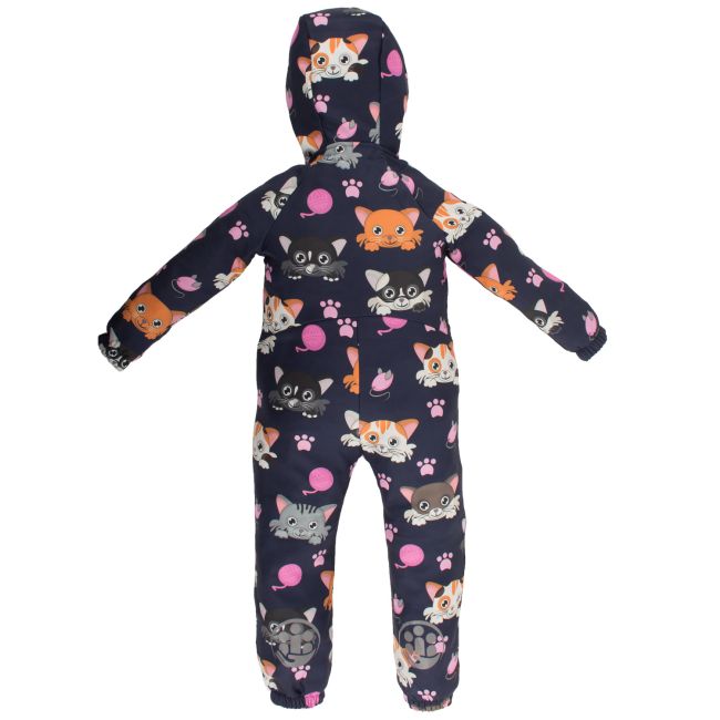 Salopeta impermeabila pentru copii Kidscare, cu protectie la vant si apa cu imprimeu Pisicute - marime 98 SUPKCSI503_Pisicute-98
