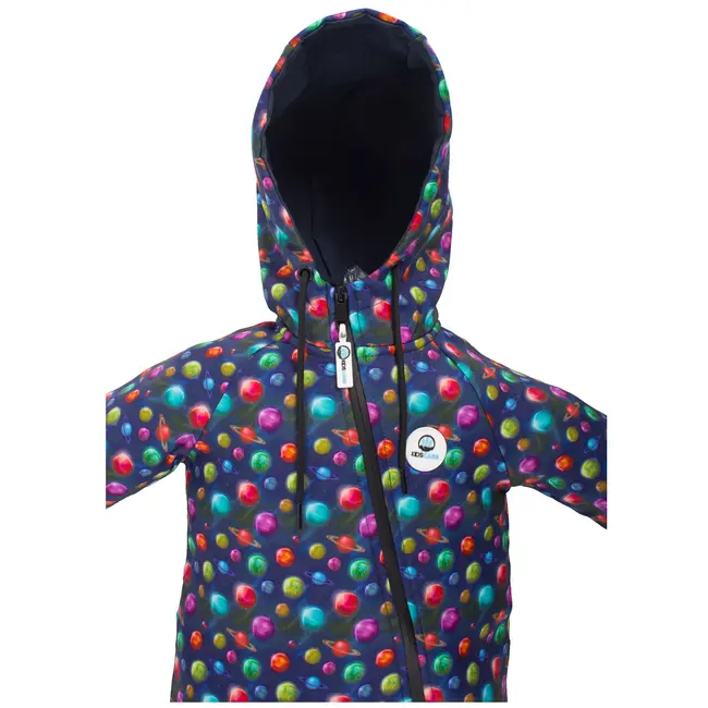 Salopeta impermeabila pentru copii Kidscare, cu protectie la vant si apa cu imprimeu Planete - marime 116 SUPKCSI506_Planete-116