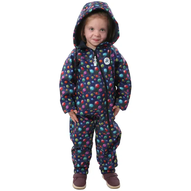 Salopeta impermeabila pentru copii Kidscare, cu protectie la vant si apa cu imprimeu Planete - marime 116 SUPKCSI506_Planete-116