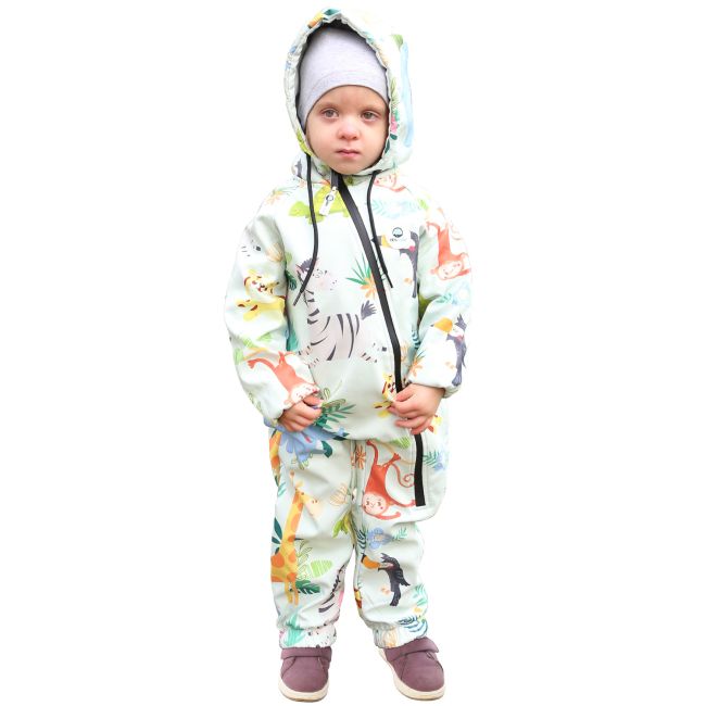 Salopeta impermeabila pentru copii Kidscare, cu protectie la vant si apa cu imprimeu Savana - marime 110 SUPKCSI511_Savana-110