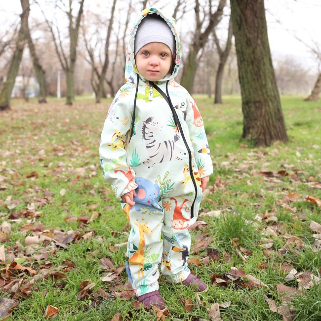 Salopeta impermeabila pentru copii Kidscare, cu protectie la vant si apa cu imprimeu Savana - marime 110 SUPKCSI511_Savana-110