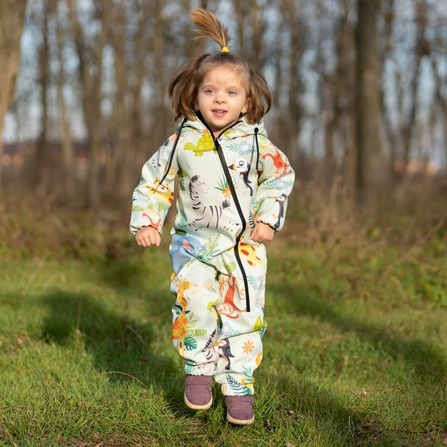 Salopeta impermeabila pentru copii Kidscare, cu protectie la vant si apa cu imprimeu Savana - marime 122 SUPKCSI511_Savana-122