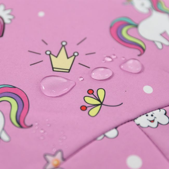 Salopeta impermeabila pentru copii Kidscare, cu protectie la vant si apa cu imprimeu Unicorni - marime 110 SUPKCSI512_Unicorni-110