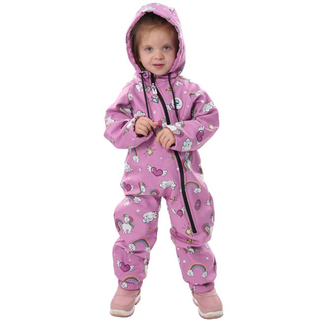 Salopeta impermeabila pentru copii Kidscare, cu protectie la vant si apa cu imprimeu Unicorni - marime 92 SUPKCSI512_Unicorni-92