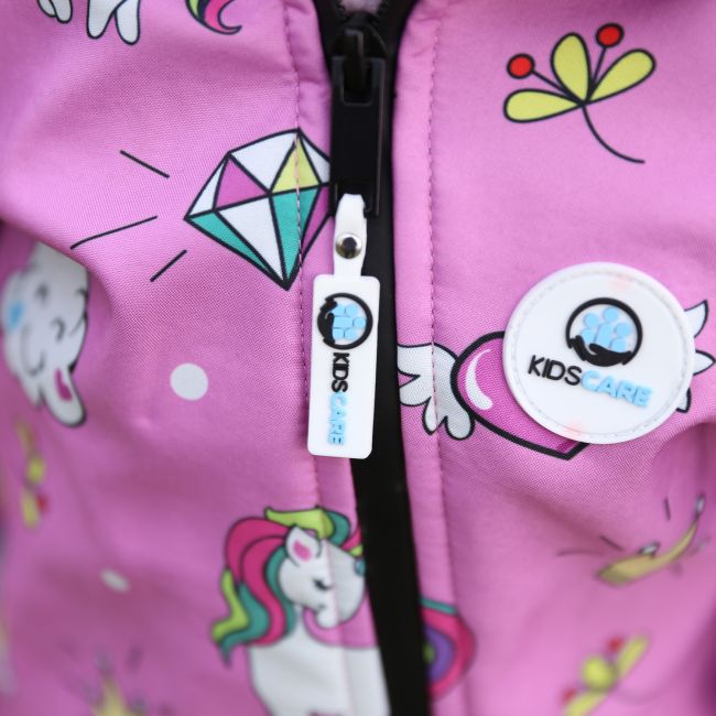 Salopeta impermeabila pentru copii Kidscare, cu protectie la vant si apa cu imprimeu Unicorni - marime 92 SUPKCSI512_Unicorni-92