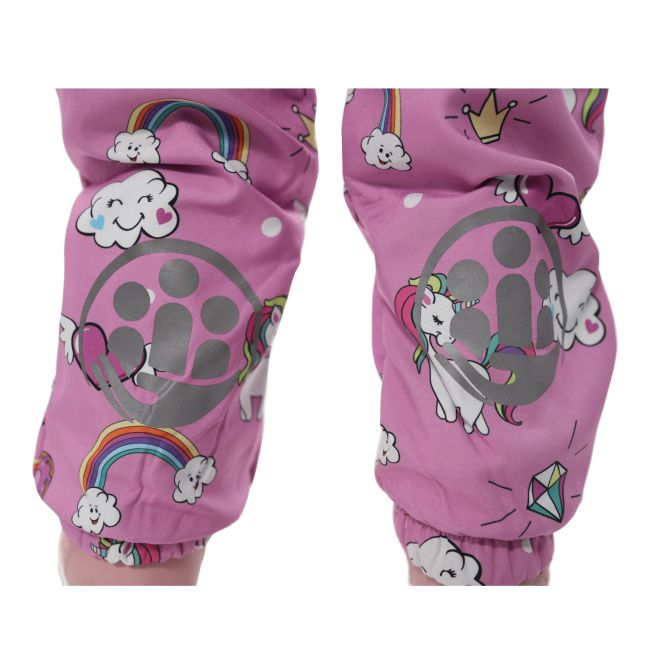 Salopeta impermeabila pentru copii Kidscare, cu protectie la vant si apa cu imprimeu Unicorni - marime 92 SUPKCSI512_Unicorni-92