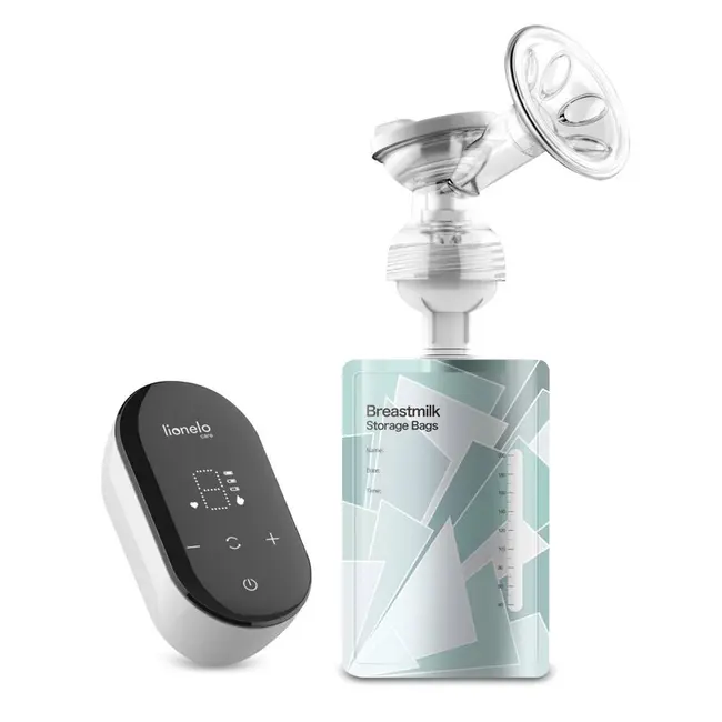 Lionelo - Pompa de san Fidi Go, Functie de masaj, Autonomie pana la 90 min, Afisaj LED, Cu accesorii, Gri Pal BYNLOC-FIDI-GO_GREY_STONE